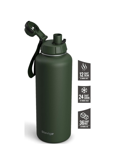 1 Hand Leak-proof Sızdırmaz Çelik Termos 1500 Mililitre Green St-252 Çok Renkli