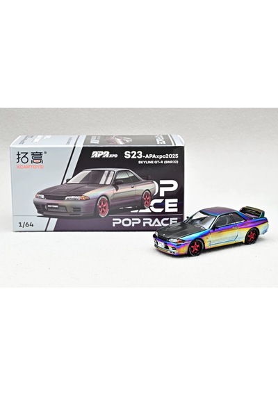 Pop Race 1/64 Nissan Skyline Gt-r Bnr32 Iridescent Chrome S23-apaxpo2025