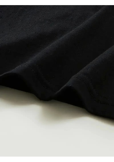Modi Baskılı Oversize Bisiklet Yaka T-shirt - Siyah - Mymg159021