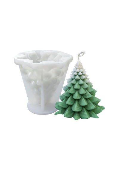 Silikon Kalıp Dekoratif Yılbaşı Noel Ağacı Noel Dekorasyon Mum Kalıbı 11.7x11 Cm Çok Renkli