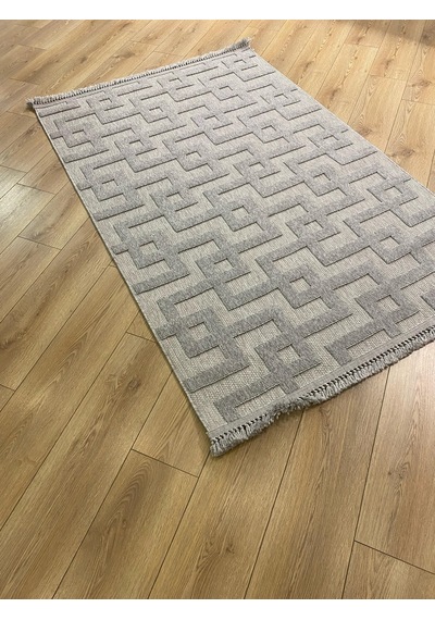 Çam Halı Enti Halı Togo 7509 Gri Geometrik Desenli Makine Halısı