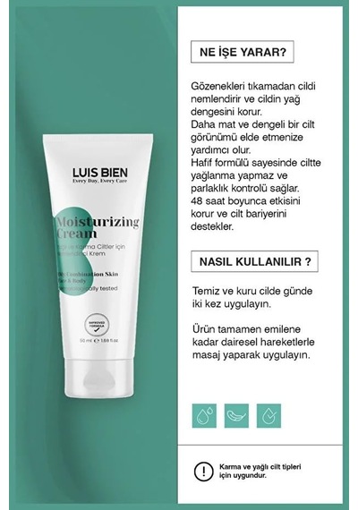 Yağlı Ve Karma Ciltler Için Nemlendirici Yüz Kremi 50 Ml