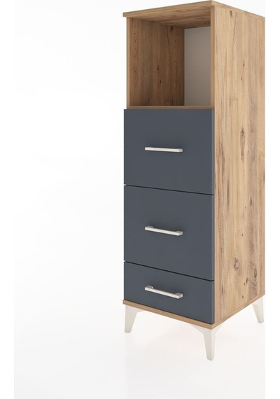 Hyperion Dolap Tek Raflı 3 Çekmeceli 44x44x134 Çam-antrasit Atlas Çam