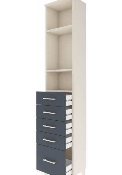 Arges Dolap 3 Raflı 5 Çekmeceli 44x30x221 Aytaşı-antrasit Aytaşı