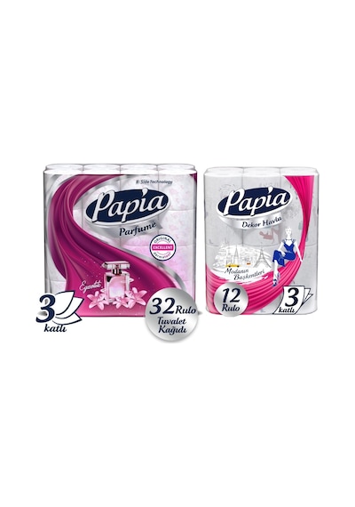 Papia Tuvalet Kağıdı 32 Li Pk Egzotik Parfümlü+ 12 Li Kağıt Havlu
