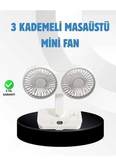 Sessiz Çalışan Usb Şarjlı Çift Kafalı Masaüstü Fan Ev Ve Ofis İçin