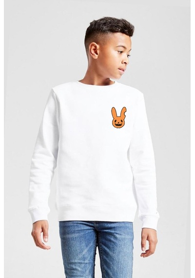 Tshirthane Bad Bunny Halloween Beyaz Çocuk 2ip Sweatshirt 001 Beyaz