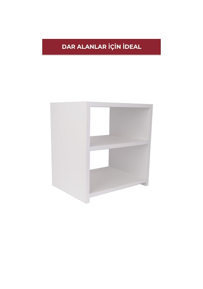 Pikas 2 Raflı Çok Amaçlı Beyaz Komodin Beyaz