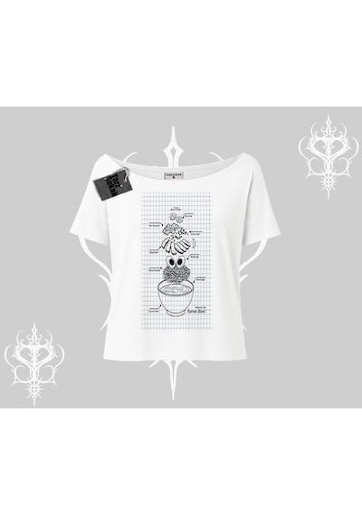 Tarzsokak Kayık Yaka Tshirt Noodle Theory Hand Drawn Concept Beyaz