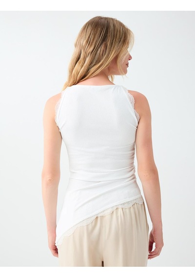 Jimmy Key Jimmy Key Kırık Beyaz Dantel Detaylı Halter Yaka Bluz 6sw037075106