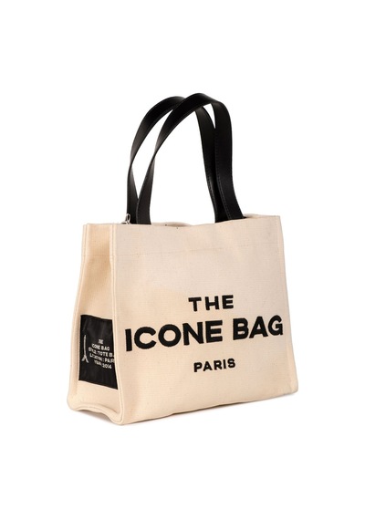 Bej The Icone Bag Paris İşlemeli Tote Kadın Kol Çantası Ve Omuz Çantası Orta Boy Bej