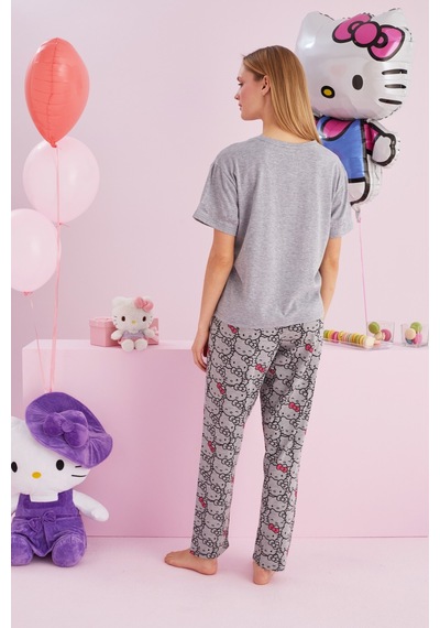 Siyah İnci Lisanslı %100 Pamuk Çok Renkli Bisklet Yaka Pijama Takım Hk001 Gri Siyah İnci Lisanslı %100 Pamuk Çok Renkli Bisklet Yaka Pijama Takım Hk001 Gri