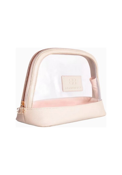 Beautifect Toiletry Bag, Vegan Deri Ve Pvc Şeffaf Düzenleyici Çanta Makyaj Çantası Bej-şeffaf