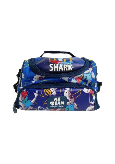 Me Team Shark Baskılı İki Bölmeli Beslenme Çantası - Erkek Çocuk Açık Mavi