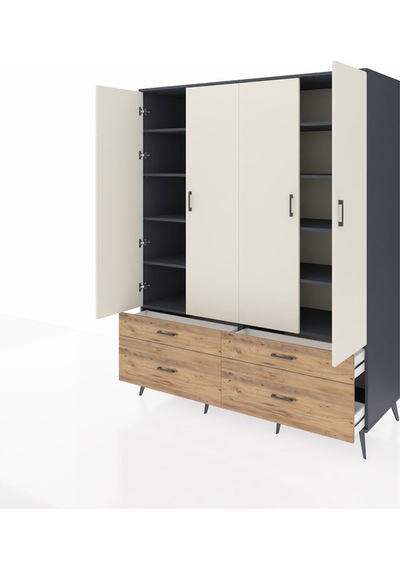 Kronos Gardrop 10 Raflı 4 Çekmeceli 4 Kapaklı 176x59x221 Antrasit-aytaşı/çam Aytaşı/çam Kronos Gardrop 10 Raflı 4 Çekmeceli 4 Kapaklı 176x59x221 Antrasit-aytaşı/çam Aytaşı/çam