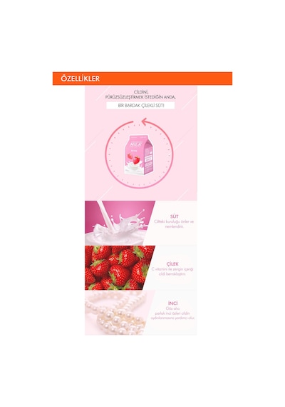 Missha A'PIEU Strawberry Milk One-Pack Aydınlatıcı Yaprak Maske - Çilek-Süt