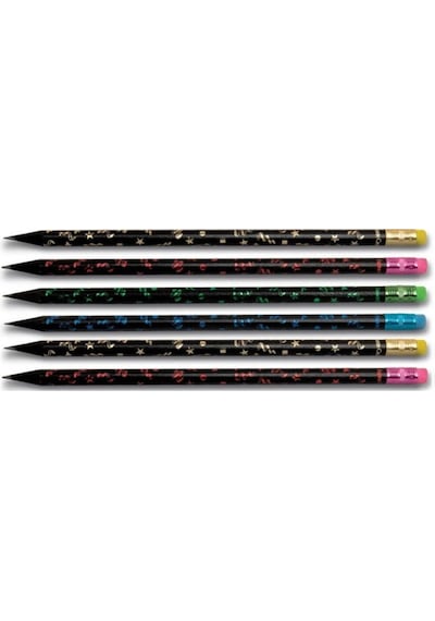 Party Silgili Yuvarlak Kurşun Kalem Siyah Ahşap 6 Lı Paket Nocolor-60ac367f