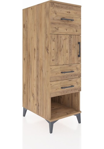 Kronos Dolap Tek Raflı 3 Çekmeceli Tek Kapaklı 44x59x134 Çam-çam Atlas Çam
