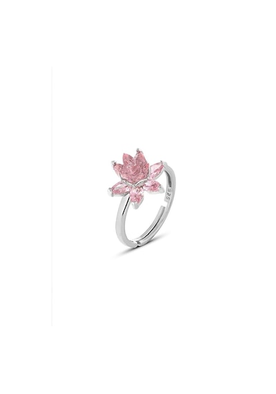 Zanaatsilver 925 Ayar Gümüş Pembe Taşlı Lotus Nilüfer Çiçeği Yüzük