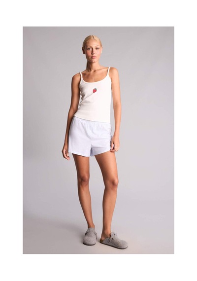 Defacto Regular Fıt Şortlu Askılı 2li Ribana Açık Mavi Pijama Takımı H6377ax26hsbe250 Mavi-be250