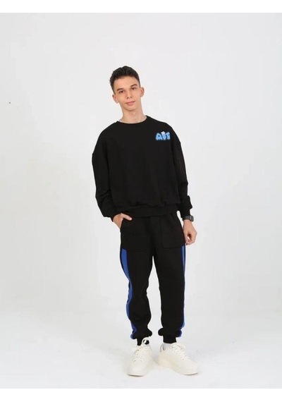 Marions Erkek Çocuk The Air Yazı Detaylı 2 İplik Sweatshirt-15234 Siyah