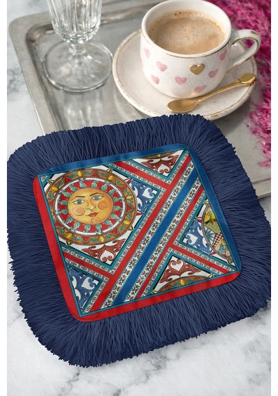 Mozaik Vitray Sanat Püsküllü Sunum Peçetesi - Renkli Güneş Bohem Lacivert Bardak Altlığı Mendil Pastel Toprak Bronz Mozaik Vitray Sanat Püsküllü Sunum Peçetesi - Renkli Güneş Bohem Lacivert Bardak Altlığı Mendil Pastel Toprak Bronz