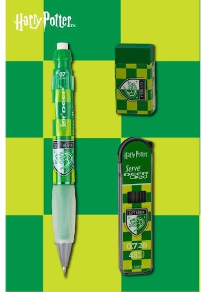Serve Deep Üçlü Set 0.7 Mm Mekanik Versatil Kalem Harry Potter Slytherin Damalı - Yeşil Çok Renkli