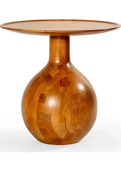 Wood Tekli Mantar Ahşap Orta Sehpa Fiskos Çiçeklik Decorative Kahverengi