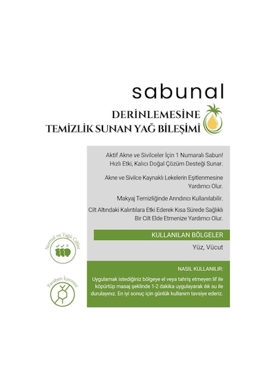 Sabunal Çay Ağacı Sabunu 2 Adet - Akne ve Leke Karşıtı Cilt Görünümü Düzenleyici Doğal Sabun