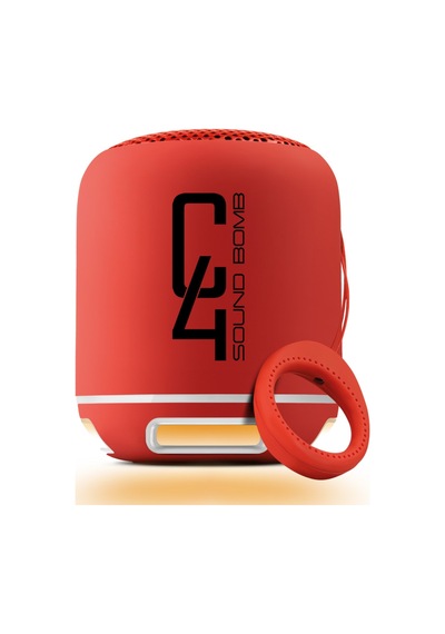 Powewray C4 Kırmızı Taşınabilir Bluetooth Hoparlör Ses Bombası Sese Duyarlı Led Işık Powewray C4 Kırmızı Taşınabilir Bluetooth Hoparlör Ses Bombası Sese Duyarlı Led Işık