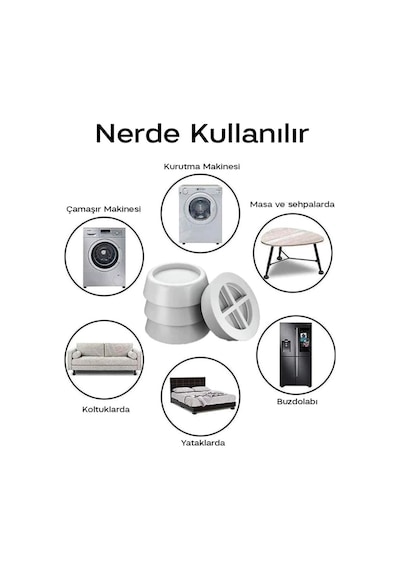 Çamaşır Makinesi Titreşim Önleyici Ayak Denge Ayağı (4 Adet) - 509072319
