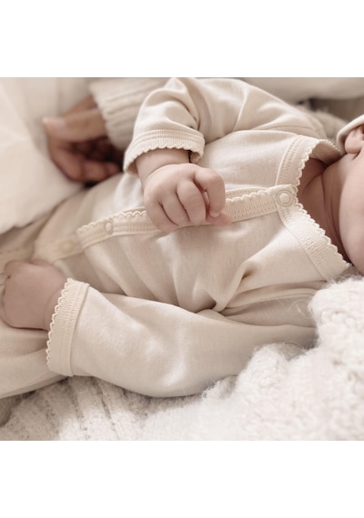 Naturaborn Gots Organik Sertifikalı Patikli Kroşetalı Bebek Uyku Bej