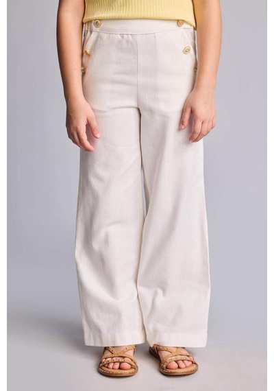 Defacto Straıght Fıt Geniş Paça Gabardin Pantolon Kız Çocuk H2977a826smer105 Ekru-er105