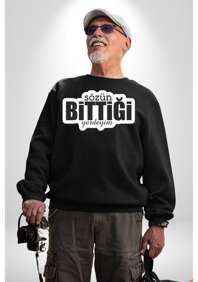 Sözün Bittiği Yerdeyim Unisex Siyah Sweatshirt Siyah