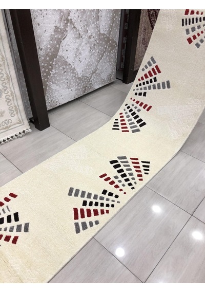 Saray Halı Samyeli 10943 Wk 80X300 Kırmızı Gri Krem Yolluk !