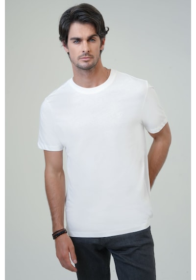 Backandbond Beyaz Regular Fit %100 Pamuk Bisiklet Yaka Tişört