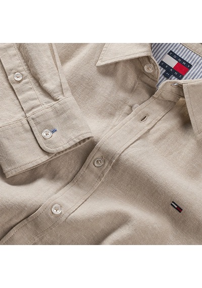 Tommy Hilfiger Tjm Reg Lınen Blend Shırt Ext Erkek Bej Uk Gömlek - Dm0dm22761