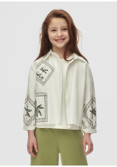 Xo Kids Kız Çocuk Gömlek 8-14 Yaş 38424 Ekru - Yeşil