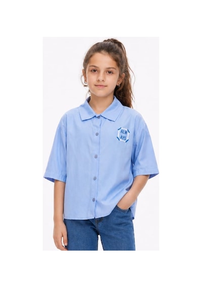İrem Çocuk Giyim Kız Çocuk Always Yazı Desenli Kolu Çıkabilen Mavi Renk Düğme Kapamalı Mevsimlik Gömlek Mavi İrem Çocuk Giyim Kız Çocuk Always Yazı Desenli Kolu Çıkabilen Mavi Renk Düğme Kapamalı Mevsimlik Gömlek Mavi