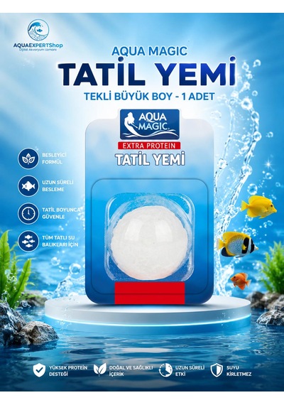 Balık Tatil Yemi - Büyük Boy - Ekstra Protein - Tekli - Tatilde Uzun Süreli Güvenli Besleme - Balıklar İçin Güvenli