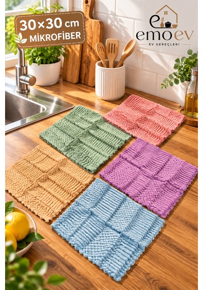 3'lü Renkli Mikrofiber Temizlik Bezi Seti 30x30 Cm - Yüksek Emici İz Bırakmaz Mutfak & Tezgah Kurulama Bezi Diğer