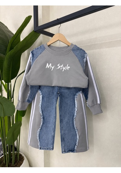 Kokoş Bebe My Style Kot Garnili 2 Li Kız Çocuk Takım - 4/12 Yaş - 31899 Gri Kokoş Bebe My Style Kot Garnili 2 Li Kız Çocuk Takım - 4/12 Yaş - 31899 Gri