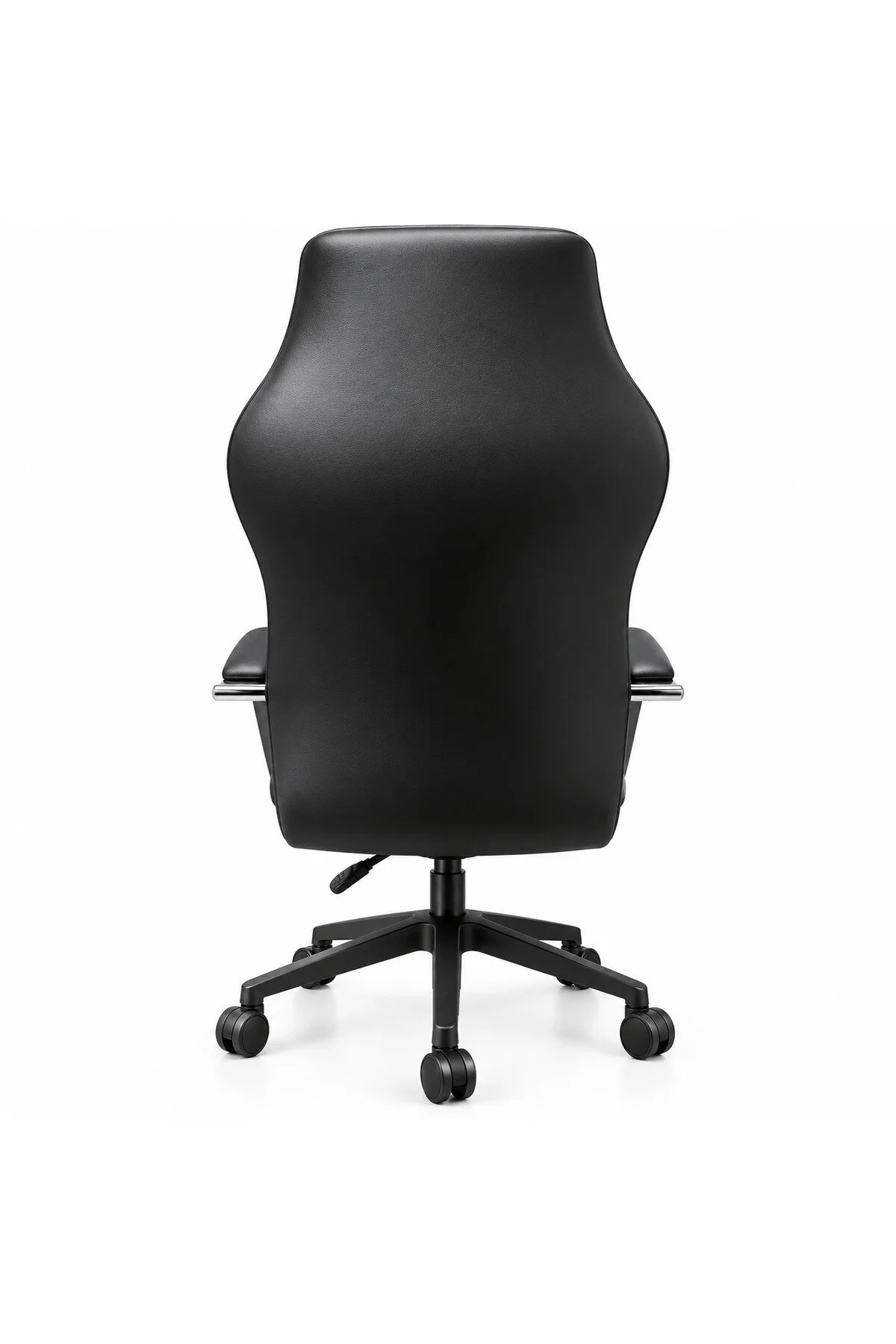 Siyah Deri Kare Dikişli Plastik Ayaklı Yönetici Koltuğu