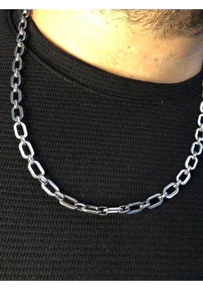 Oval Model Erkek Çelik Kolye Işıklı Kutuda Sevgiliye Eşe Babaya Arkadaşa Hediye Kolye