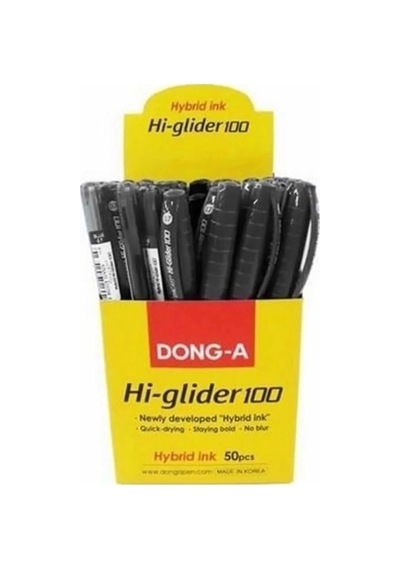 Donga Tükenmez Kalem Hi Glider 100 1.0mm Hibrit Siyah 50'li Paket Çok Renkli