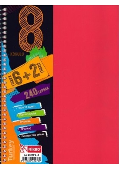 Mikro Ayraçlı Defter A-4 240 Yaprak 6+2 2 Adet