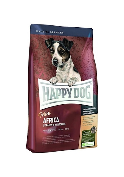 Happy Dog Mini Africa Deve Kuşu Etli ve Patatesli Küçük Irk Yetişkin Köpek Maması 4 KG