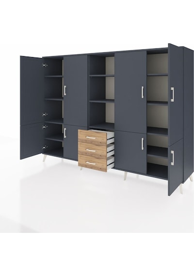 Hyperion Dolap 11 Raflı 3 Çekmeceli 8 Kapaklı 220x44x163 Antrasit Antrasit-antrasit/çam Hyperion Dolap 11 Raflı 3 Çekmeceli 8 Kapaklı 220x44x163 Antrasit Antrasit-antrasit/çam
