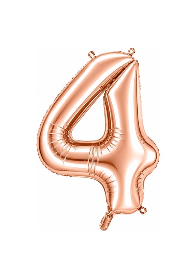4 Rakam Folyo Balon Rose Gold Rengi 100 Cm Pembe