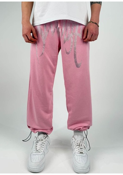 Zaee Yazlık Revenge Oversize Taşlı Eşofman Altı Pembe